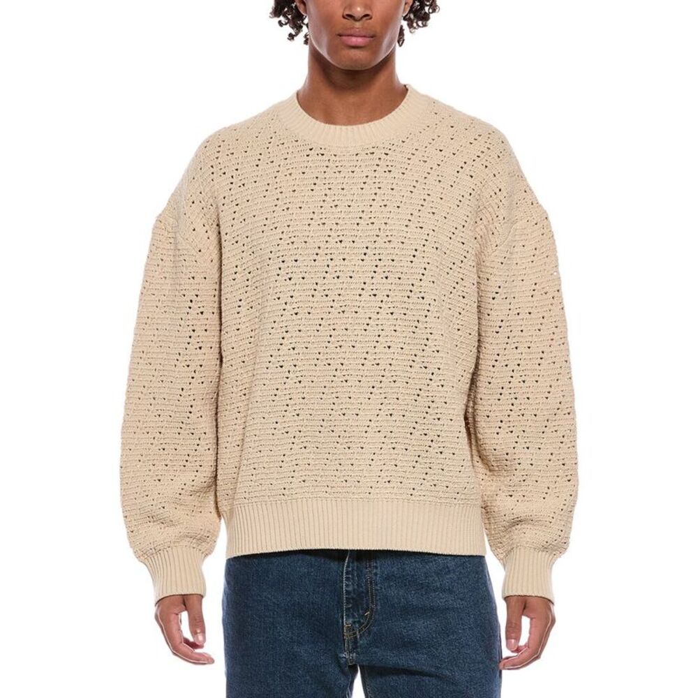 Frame Denim Mens Frame Crochet Crewneck Sweater, Gray